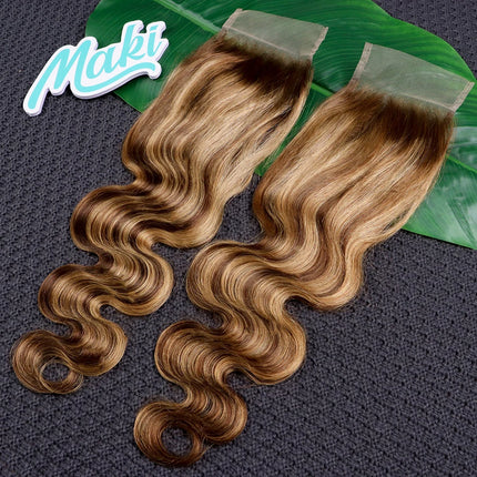 P4/27 Color 4x6 Transparent Lace Closure Highlight Body Wave 100% Human Hair Preplucked Bleached Knots Invisible Lace For Women