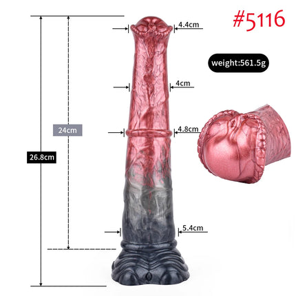 FAAK Colorful Silicone Ribbed Fantasy Horse Knot Dildo with Suction Cup Anal Sex Toys Soft Girthy Huge Fake Penis for Women