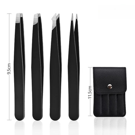 4-piece stainless steel eyebrow tweezers purple set makeup tools for eyelash extension, eyebrow shaping, hair removal