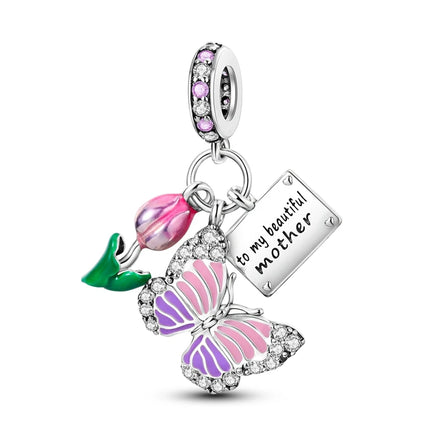 925 Sterling Silver Purple Series Butterfly Aries Gemini Safety Chains Fit Original Bracelet DIY Jewelry Making Gift For Women