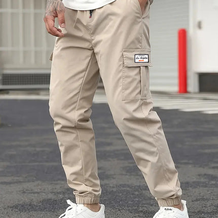 Spring Men's Casual Cargo Pants Men Outdoor Jogging Elastic Waist Drawstring Sweatpants Loose Overalls Trousers Clothing