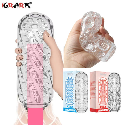 Pleasent Aircraft Cup Male Masturbators Masturbation Device Soft Clear Pocket Pussy Penis Sleeve Training Adult Sex Toys for Men