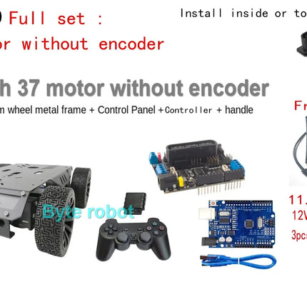 15Kg Load Rubber Wheel Robot Car Metal RC Tank Chassis For Arduino Raspberry Pi DIY Kit with Motor Ps2 Handle Programmable Robot