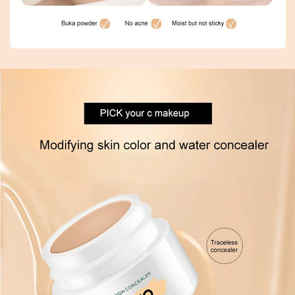1pcs 3-Color Concealer Waterproof Full Coverage Concealer Professionally Cover Dark Circles Around Eyes and Face for All Skin