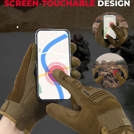 KEMIMOTO Hunting Tactical Gloves For Men Outdoor Climbing Work Gloves With Rubber Guard Touchscreen Sports Motorcycle Gloves