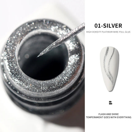 1Box Metallic Gel Gold Mirror Effect Gel Nail Polish French Nail Art Line/Flower Painting Gel Glitter UV Gel Nail Soak Off #8YQW