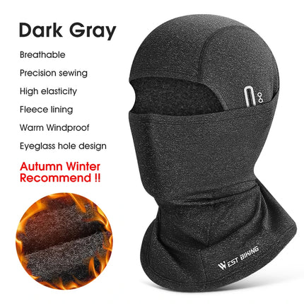 WEST BIKING Winter Warm Bicycle Balaclava Hat Full Face Windproof Bike Mask Caps Climbing Skiing Cycling Fleecr Cold-proof Hat