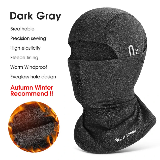 WEST BIKING Winter Warm Bicycle Balaclava Hat Full Face Windproof Bike Mask Caps Climbing Skiing Cycling Fleecr Cold-proof Hat