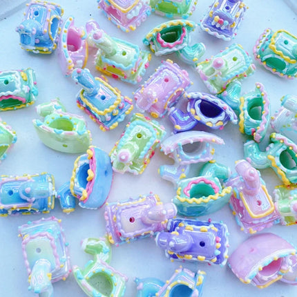 Mixed Cartoon Mini Cake Ice Cream Charms Bulk Random Hand Painted Angel Wing Heart Hot-air Balloon Spacer Beads Jewelry Making