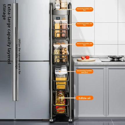 Slim Rolling Storage Cart Narrow Gap Kitchen Storage Rack with Wheels Pantry Organizer Shelf Bathroom Laundry Trolley 3/4/5 Tier