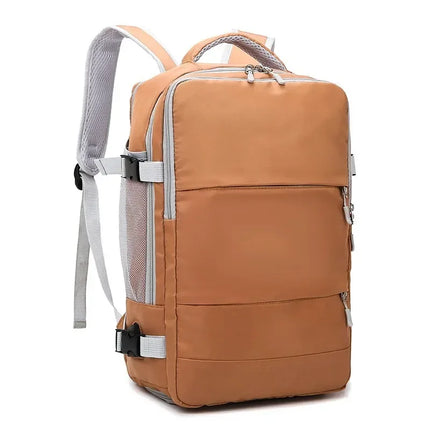 Water-resistant independent shoe compartment backpack with railing, USB interface travel bag, large-capacity storage bag