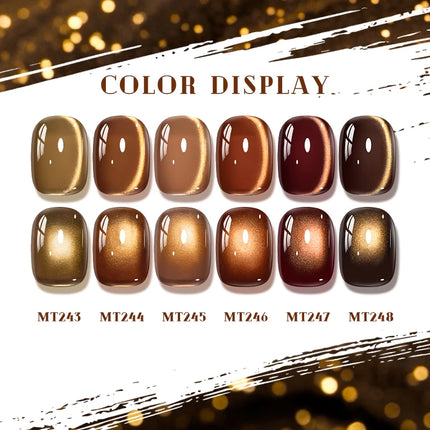 Autumn Brown Cat Magnetic Gel Nail Polish Glass Beads Ultral Shine Magnetic Semi Permanent Soak Off UV Gel Varnish Nail Supplies