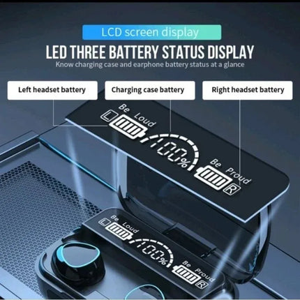 KEBIDUMEI Bluetooth Headphones in-ear Wireless Earphones LED Display Sport Game Headsets Waterproof Noise Reduction Earbud