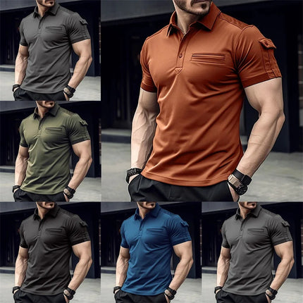 Men's Summer Polo Shirt Solid Color Fashion Casual Workwear Style Design Slim Fit Lapel Short Sleeve Men's Everyday Polo Shirt
