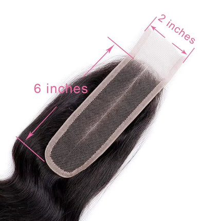 Brazilian 2x6 Lace Closure Kim K Transparent Lace Remy Human Hair Straight Black Woman Pre Plucked Natural Black Color