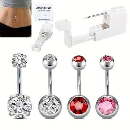 Stainless Steel Navel Piercing Kit with Alcohol Pad Disposable Piercing Tool for Belly Button Jewelry Body Piercing Kit