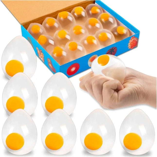 Funky Egg Squishy Toy for Anxiety Relief, Clear Splat Ball Easter Basket Fillers for Kids Adults Stress Reducer Gift
