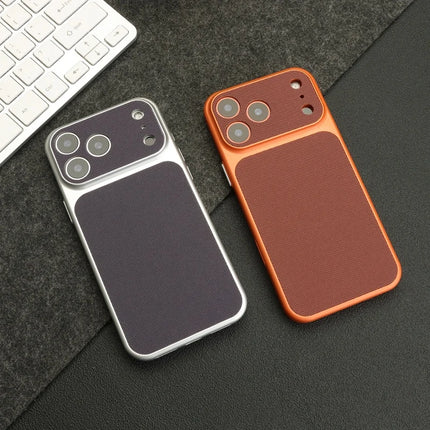Vintage Woven Leather Textured Case For iPhone 17 Air 16 15 14 13 12 Pro Max Retro Shockproof PC Plating Armor Hard Phone Cover