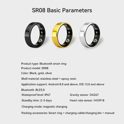 VIVO Smart Ring Men Women SR08 Smart Ring Women Heart Rate Blood Oxygen Multi Sports Modes IP68 5ATM Waterproof 2025 New