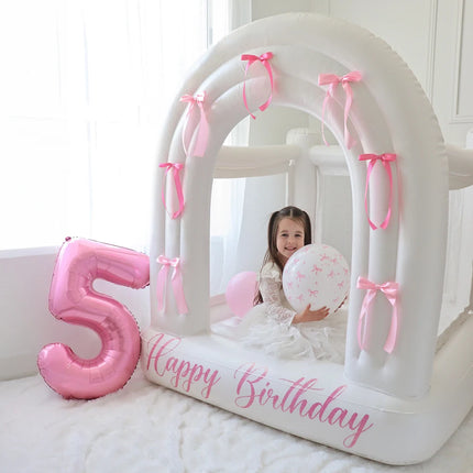 Inflatable Jumping House for Kids Rainbow Bounce House Birthday Gift Children's Mini Inflatable Castle PVC Built-in Air Pump