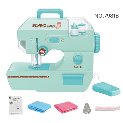 Mini Sewing Machine Toys for Kids, Electric Furniture Model Playing Home Toy with Lights DIY Simulation Sewing Gift for Children