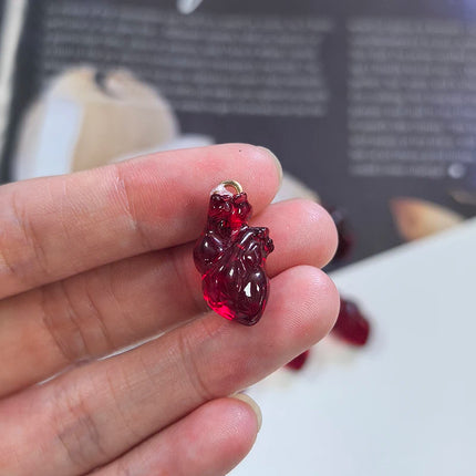 10pcs Simulation Wine Red Cardiac Organ Resin Charms Hallowmas Pendant For Jewelry Make DIY Cute Earring Necklace Bracelet Charm