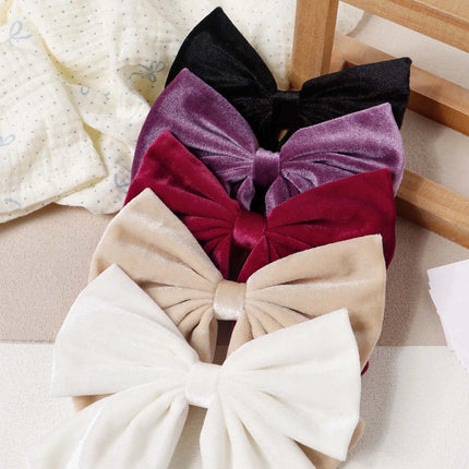 Autumn Winter Hot Sell Velvet 5inch Bow Hair Clip For Girl Teen Ponytail Decor Fashion Barrettes Kid Party Wear Hair Accessory