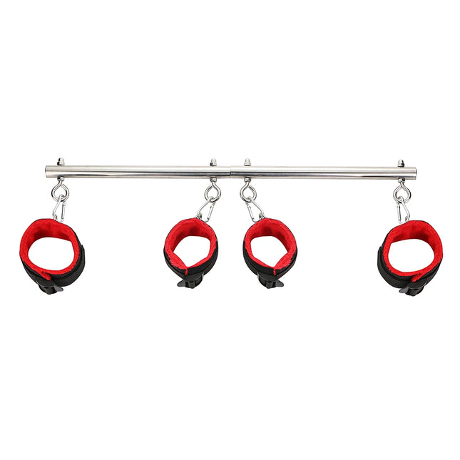 BDSM Bondage Kit Stainless Steel Extendable Spreader Bar Slave Handcuffs Ankle Cuffs Fetish Restraints Set Sex Toys for Couples