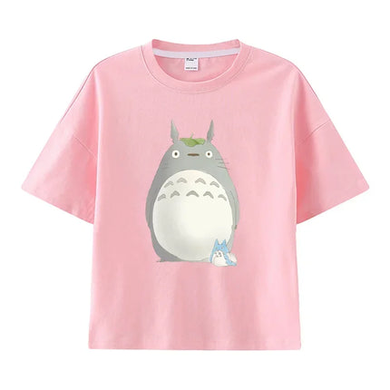 Summer Cartoon Miyazaki Totoro Print Children's Cotton T-shirt Short-sleeve Street Fashion Girls Clothes Cute Funny Kid Tees Top