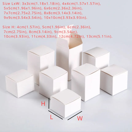 50pcs/lot 3x3 5x5 6x6 8x8 9x9 10x10cm Hight 4 ~ 13cm Card Paper Box Square Lipstick Perfume Essential Oil Bottle Storage Boxes