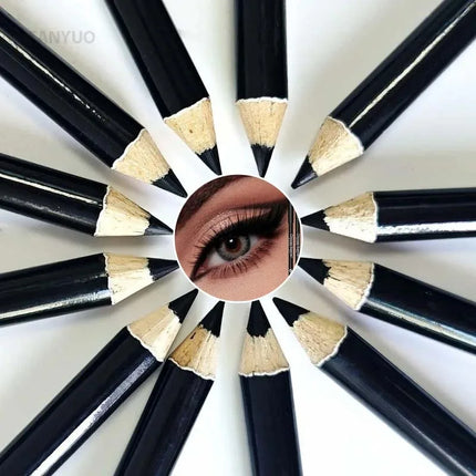 1-20Pcs Waterproof Eyeliner Pencil Long-Lasting High Pigmented Black Wooden Eyeliner Eyebrow Pen Hard Refill Smooth Eyes Makeup