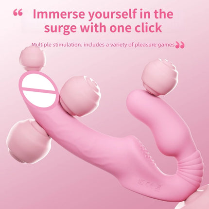 Strapless Strap-on Dildos Vibrator with Remote Control for Women Lesbian Couples, G Spot Sex Toys With Clitoris Stimulator