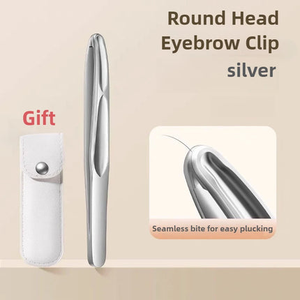 Stainless Steel Tweezers for Eyebrows, Mustache & Beard Trimming Precision Painless Hair Removal Tool with Tight Clamping