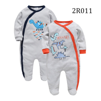 KAVKAS 1/2/3 Pcs Baby Boys Rompers Cartoon Print Overalls Cotton Infant Clothing Kids Jumpsuit Newborn Pajimas 0-3 Months