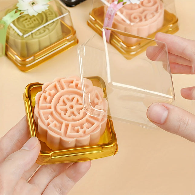 50pcs Clear Plastic Mini Cake Box Set  Baking and Kitchen Tools, ldeal for Camping, Dining, Restaurants and Bakeries