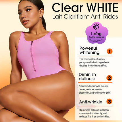 LKIAE Clear Arbutin Pawpaw Whitening Body Lotion, Moisturizing Cream, Improve Rough Skin, Remove Dark Spots, Melanin