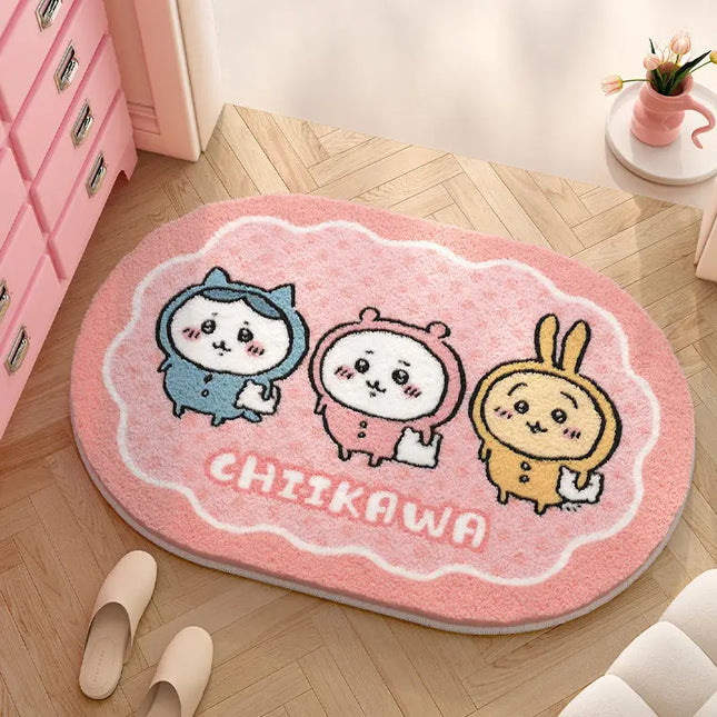 Kawaii Chiikawa Cute Rug Plush Floor Mat Bathroom Non-Slip Carpet Car Cushion Soft Living Room Decor Usagi Hachiware Gift Toy