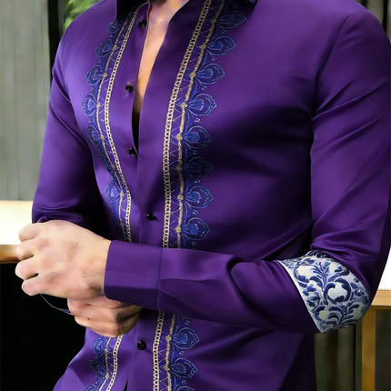 New 11 color men's flower pattern 3D printed long sleeved shirt, high-quality shirt casual long sleeved lapel top