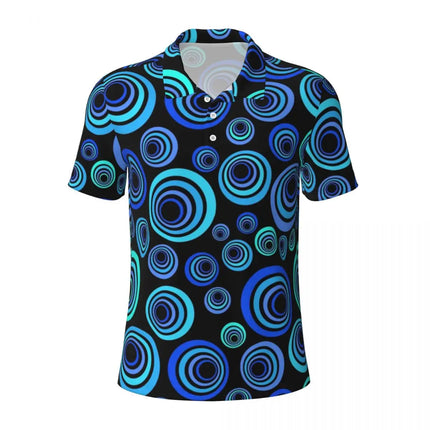 Vintage 70s Circles Casual Polo Shirts Psychedelic Pattern T-Shirts Short Sleeve Shirt Daily Fashion Tops Gift Clothing