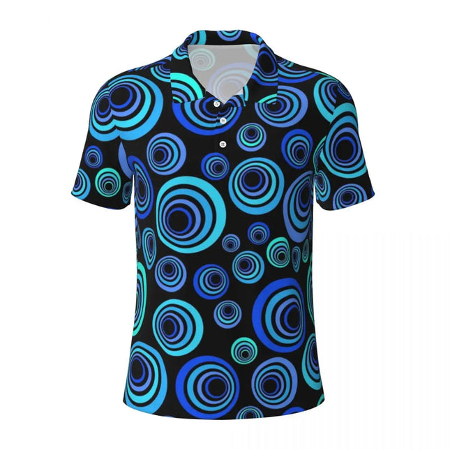 Vintage 70s Circles Casual Polo Shirts Psychedelic Pattern T-Shirts Short Sleeve Shirt Daily Fashion Tops Gift Clothing