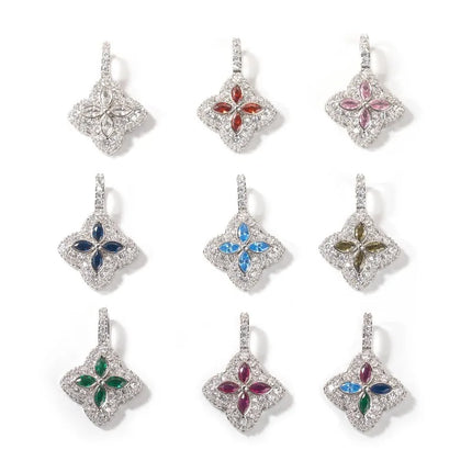 Colorful Flower Zircon Necklace Multi-Color Zirconia Necklace Floral Inifinity Chain Rope Chain Jewelry Jewelry For Women Gifts