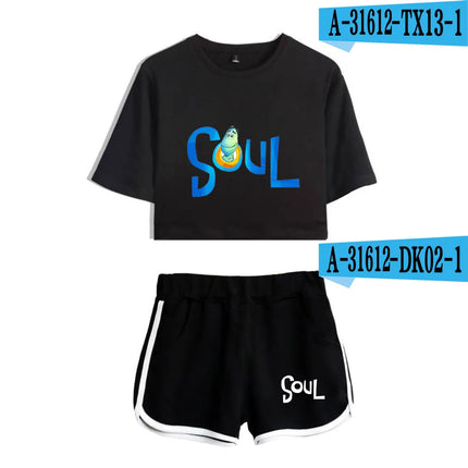 Youthful Movie Joe Gardner T-shirts shorts Pants Dew navel Sport Girls Short Sleeve Suits Sexy Girls Summer Two Pieces sets