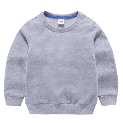 Autumn Solid Color Clothes 2-10Years Children's Hoodies Sweatshirts Girl Kids White Tshirt Cotton Pullover Tops for Baby Boys