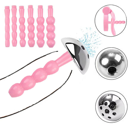 Small Penis Plug Set Pink Urethral Sound Catheter Stimulation Dilator Hollow Penis Plug Stick Insert Male Sex Toy