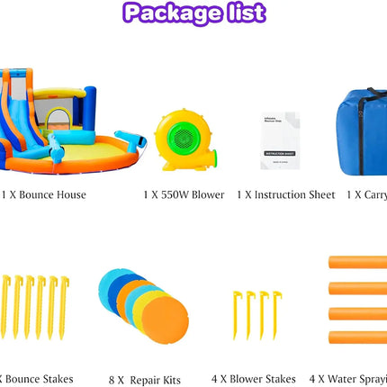 SkyBounce Inflatable Bounce House Water Water Park Double Slide Bouncer Castle Pool Climbing Wall Blower Backyard Indoor Outdoor