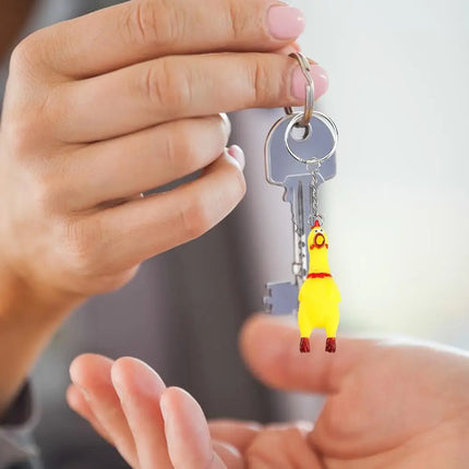 Yellow Shrilling Screaming Chicken Keychain Scream Chicken Voice Chicken Keychain Mini Rubber Squeeze Screaming Chick