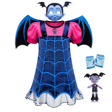 Vampirina Cosplay Dress Girl Kids Princess Charms Dress Up Christmas Vampire Halloween Costume Children Carnival Party