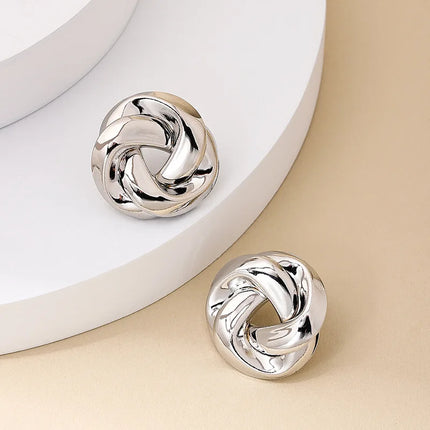 Geometry Twists UV Golden Stud Earrings for Women Simple Versatile Personality Exaggerated Smooth Creative Jewelry Girl Gift