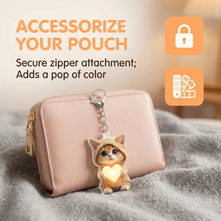 Keyring Mini Cat Acrylic Pendant 2D Cute Cat Keychain Decoration Hedgehog Hanging Ornament Jewelry Gift