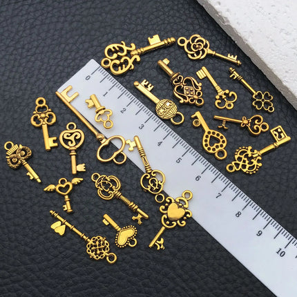 20/100pcs Mini Key Series (Includes Antique Gold/Bronze/KC Gold/Bright Silver Finishes) - Ideal for Handmade Jewelry Crafting"